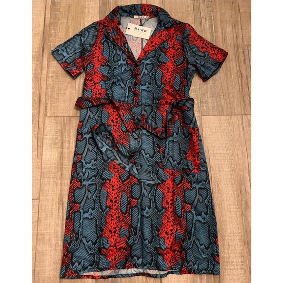 Nakd Satin Snake Print Dress Size 38 NWT ASOS - Picture 1 of 3
